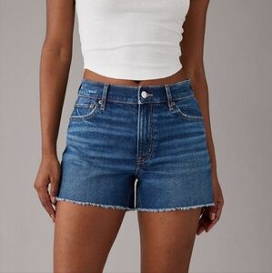 High Rise Raw Hem Shortie Jean Shorts